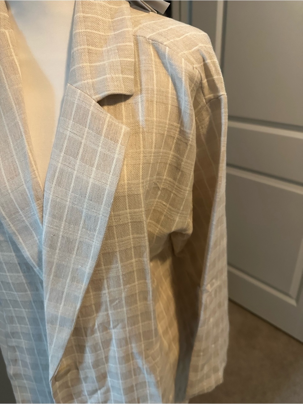 Light Beige Windowpane Blazer for Women